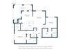 B2 Floor Plan 1098 square foot two bedroom two bath